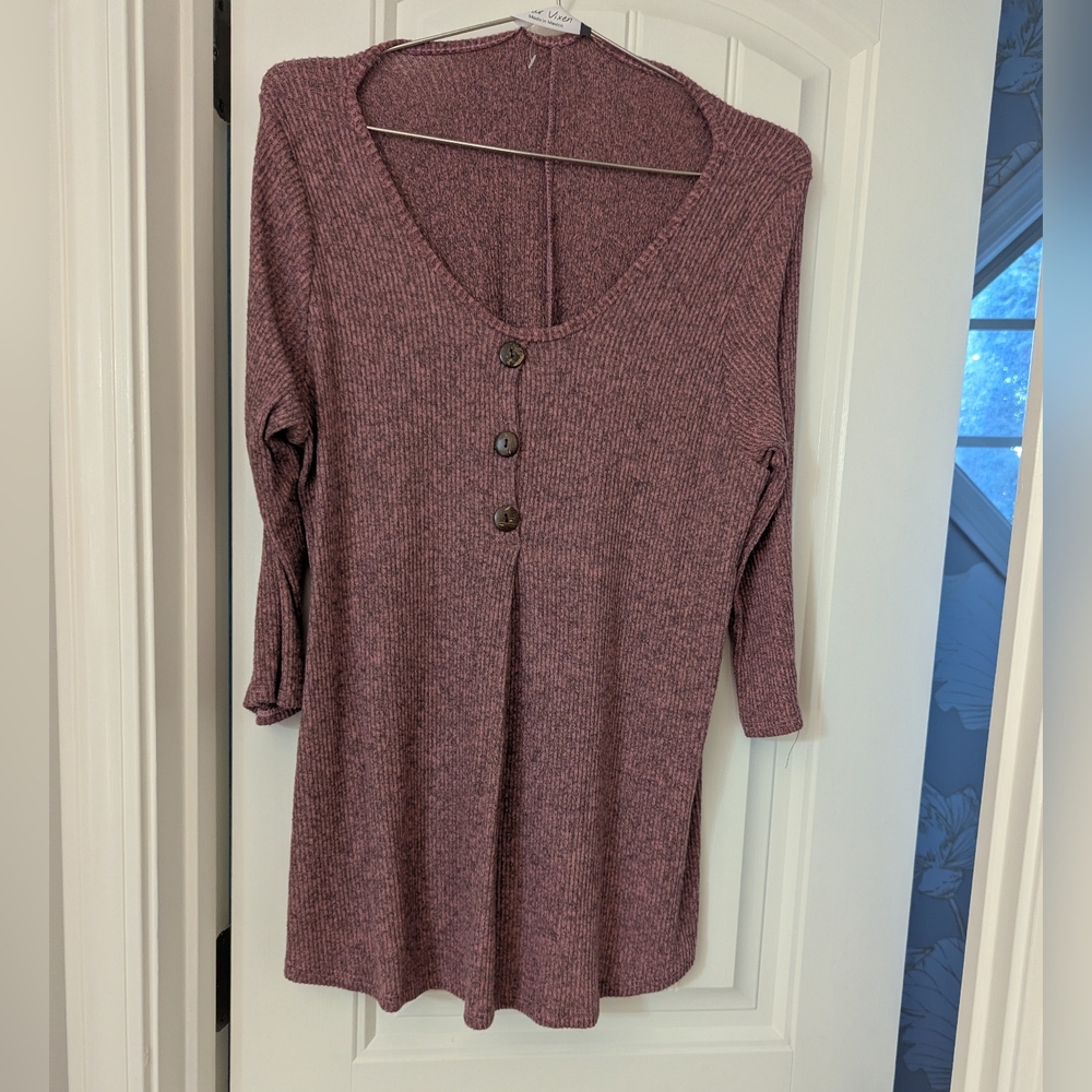 Star Vixen Ribbed Button-Down Top - Purple